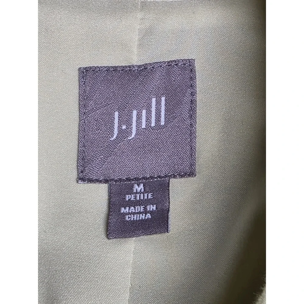 J. Jill Womens Medium Petite Lt. Green Lined Linen‎ Cotton Trench Long Coat